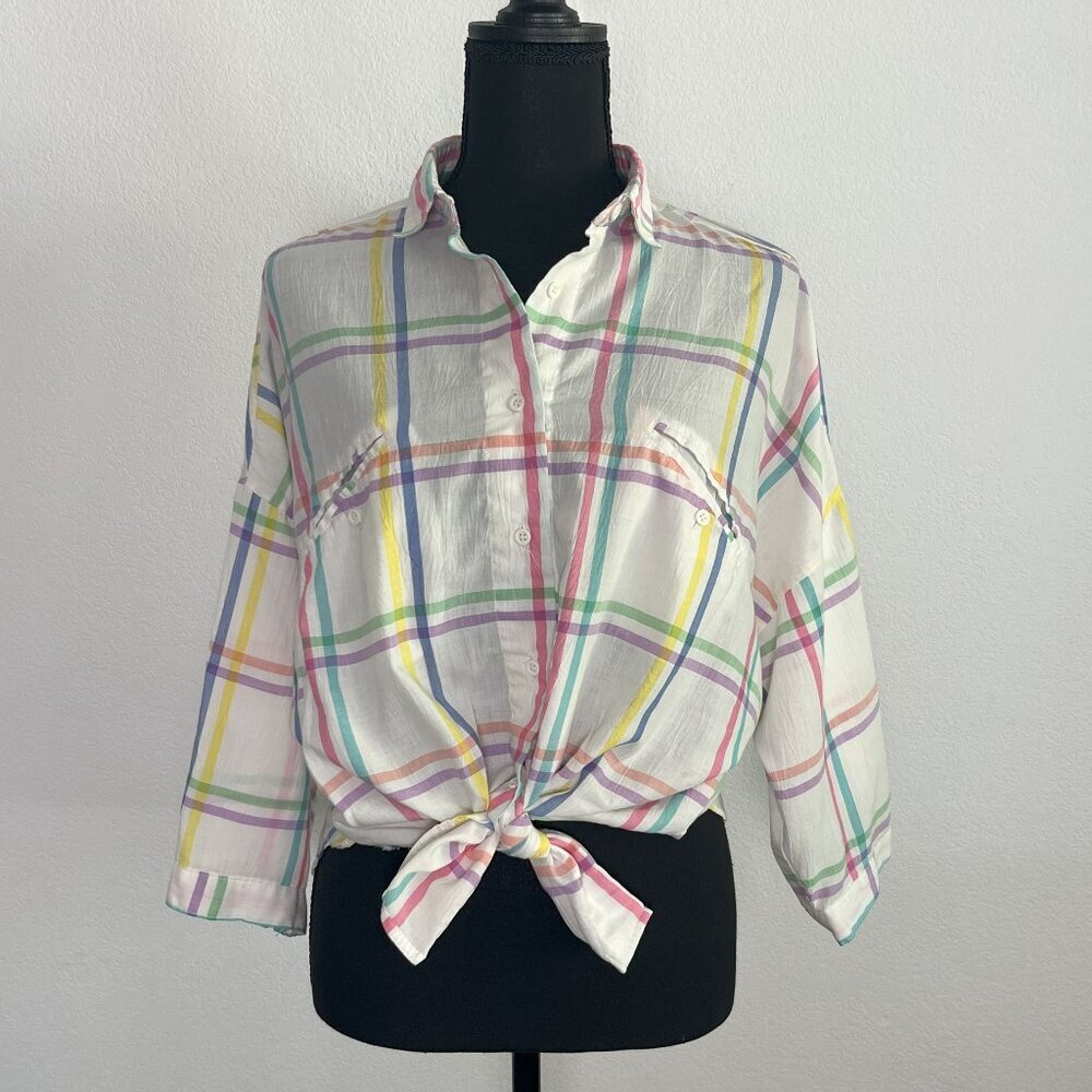 Vintage Diane Von Furstenburg Pastel Plaid Top